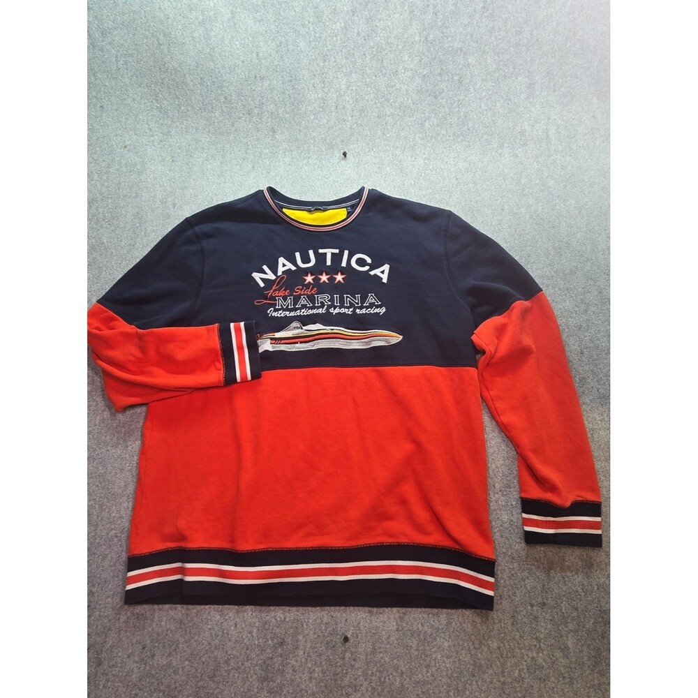 Nautica XXL Sweatshirt Mens Colorblock Lake Side Marina Racing Nautical Coastal